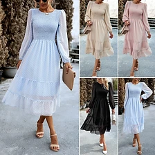 Swiss Dot Smocked Midi Dress — Everyday Elegance