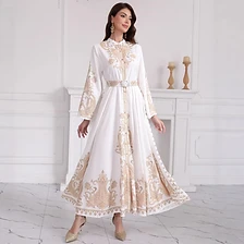 Gilded Paisley Belted Abaya — Abayas