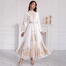 Gilded Paisley Belted Abaya — Abayas