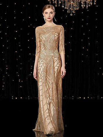 Gilded Art Deco Evening Gown — Premium Collection