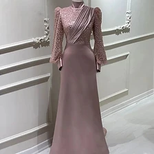 Rose Quartz Beaded Evening Gown — Premium Collection