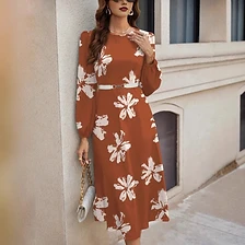 Autumn Bloom Modest Midi Dress — Everyday Elegance