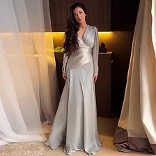 Sage Serenity Draped Evening Gown — Evening Gowns