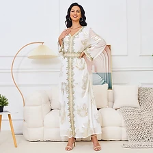 Gilded Floral Embellished Caftan Gown — Kaftans & Jalabiyas