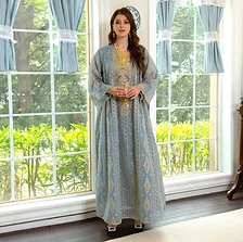 Embroidered Geometric Chiffon Abaya — Abayas