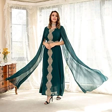 Emerald Ethereal Cape Gown — Evening Gowns