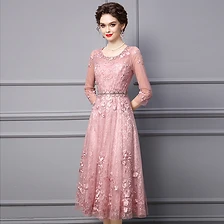 Blush Floral Embroidered Evening Gown — Evening Gowns