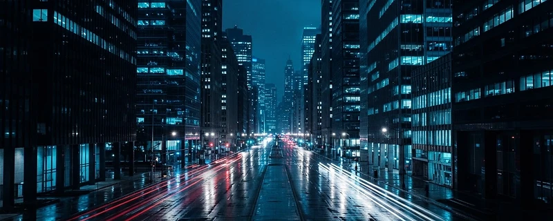 Nocturnal city light trails