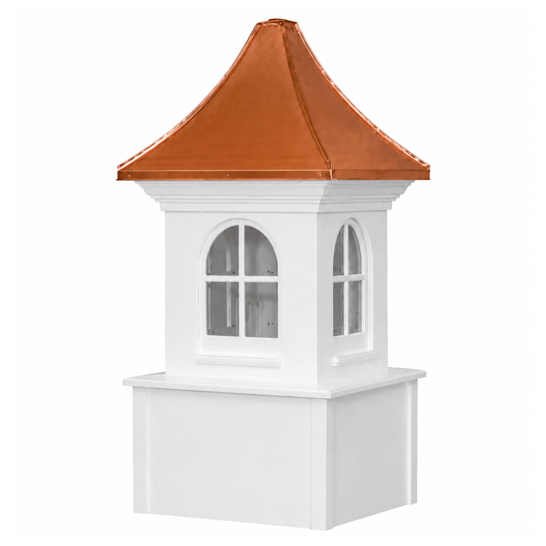 J-Model four-sided window cupola with crown molding and a pagoda-style copper roof