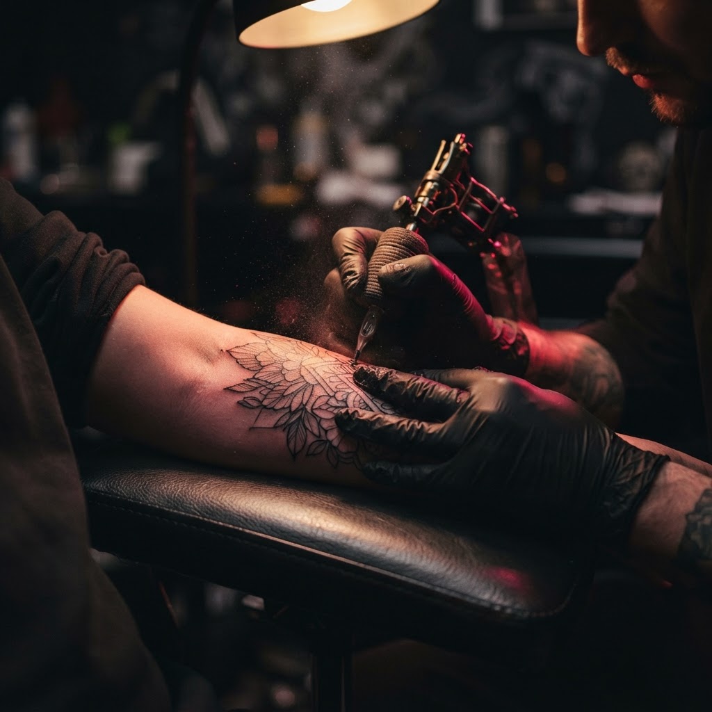 Tattoo artist at work
