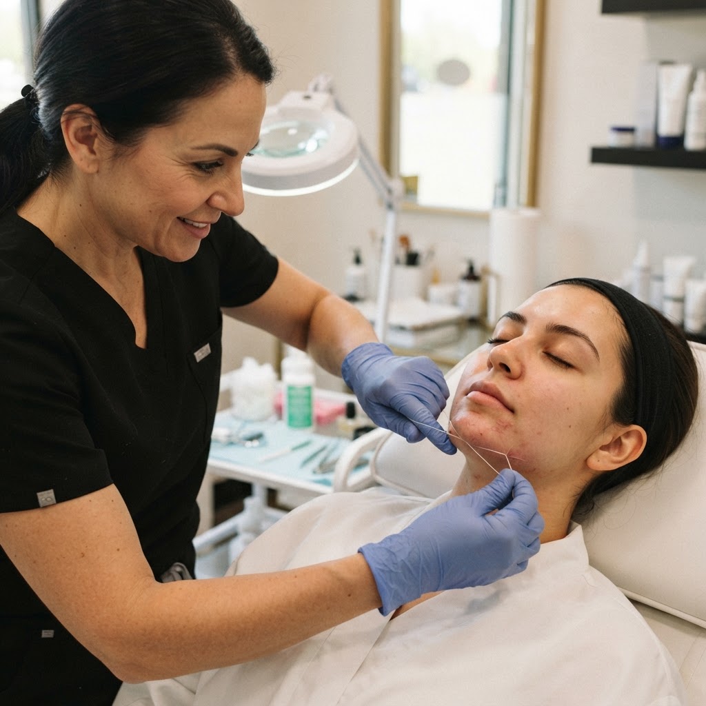 Chin Threading at Unique Brows Winston-Salem