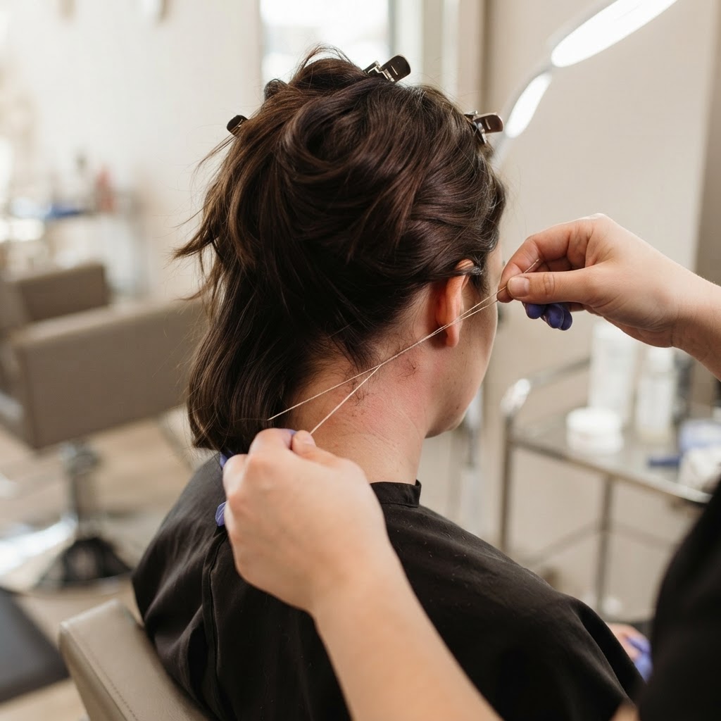 Back of neck Threading at Unique Brows Winston-Salem