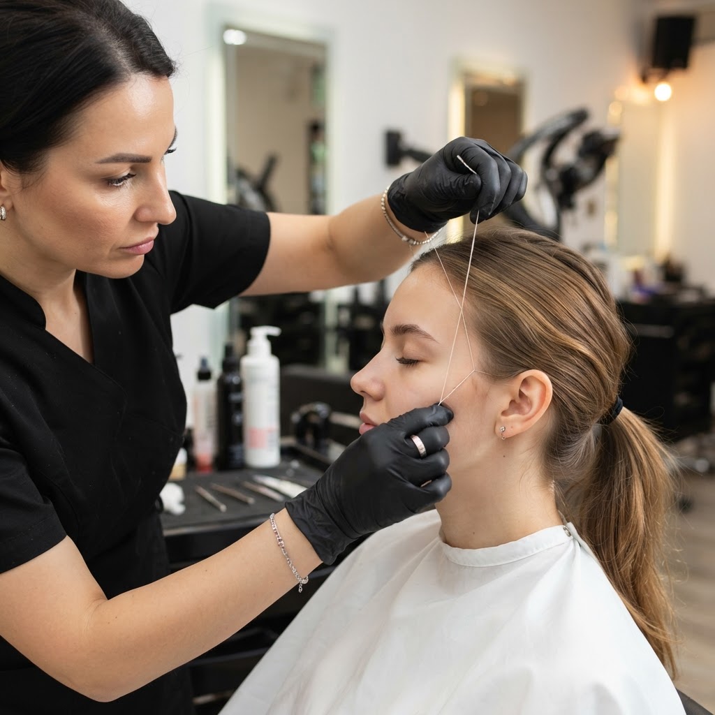 Sideburn threading at Unique Brows Winston-Salem