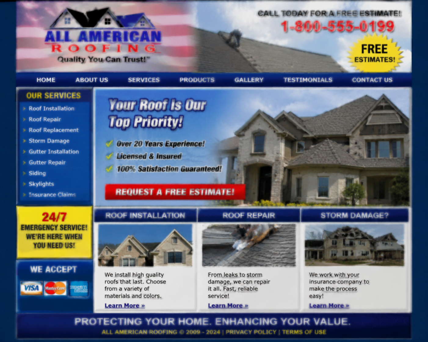 An outdated, old-style website presence