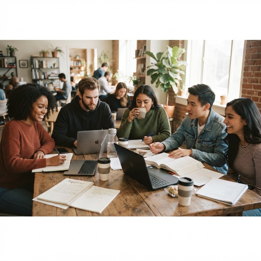 A group of builders learning together
