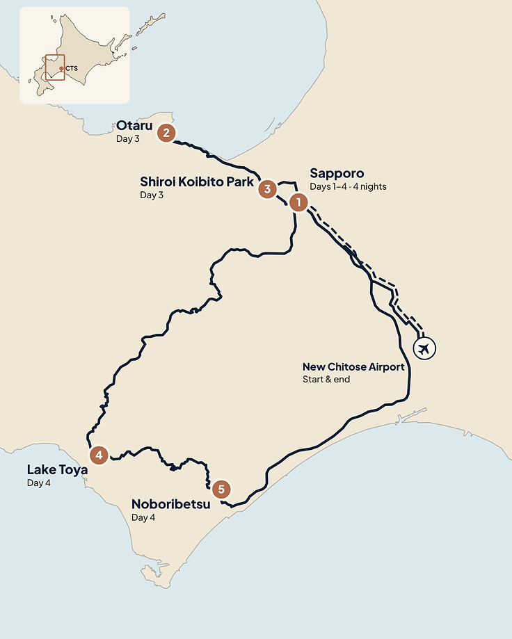 Route map for Sapporo City & Around
