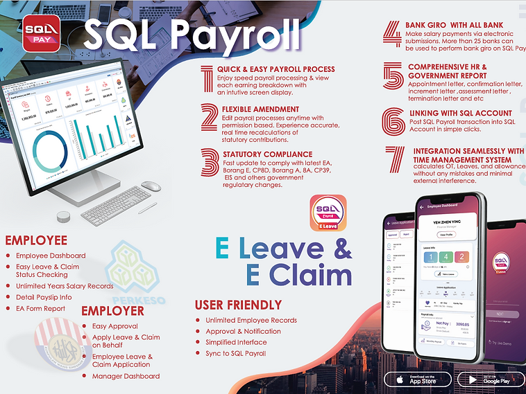 SQL Payroll software dashboard interface