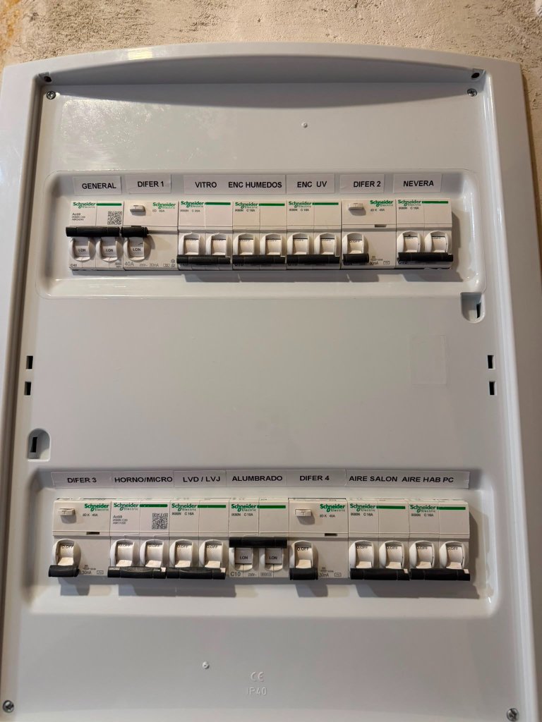 Cuadro eléctrico Schneider con interruptores
