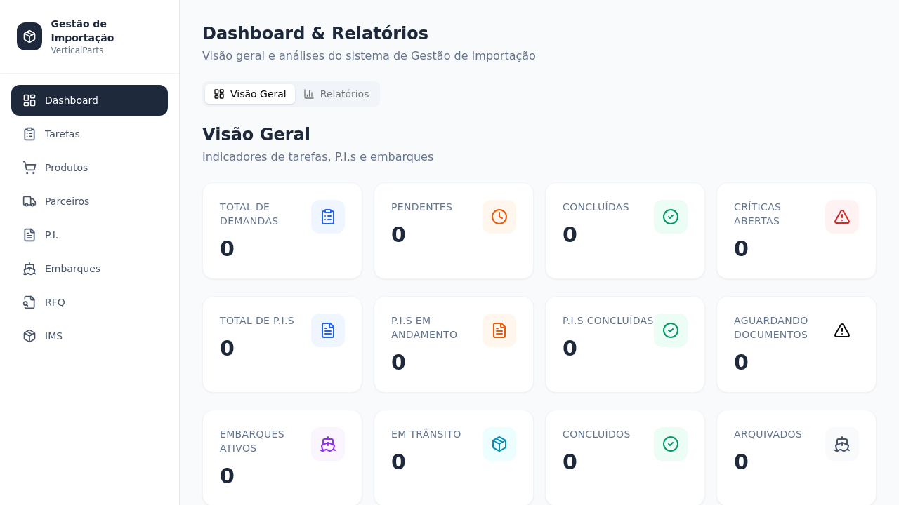 Gestão de Importação template preview