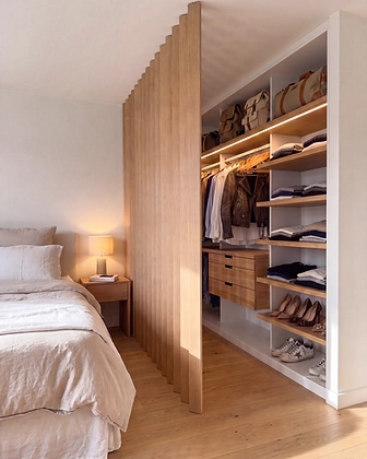 Modelo Oporto — vestidor integrado con dormitorio