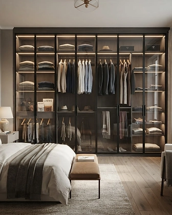 Vitrina con estructura de madera y cristal