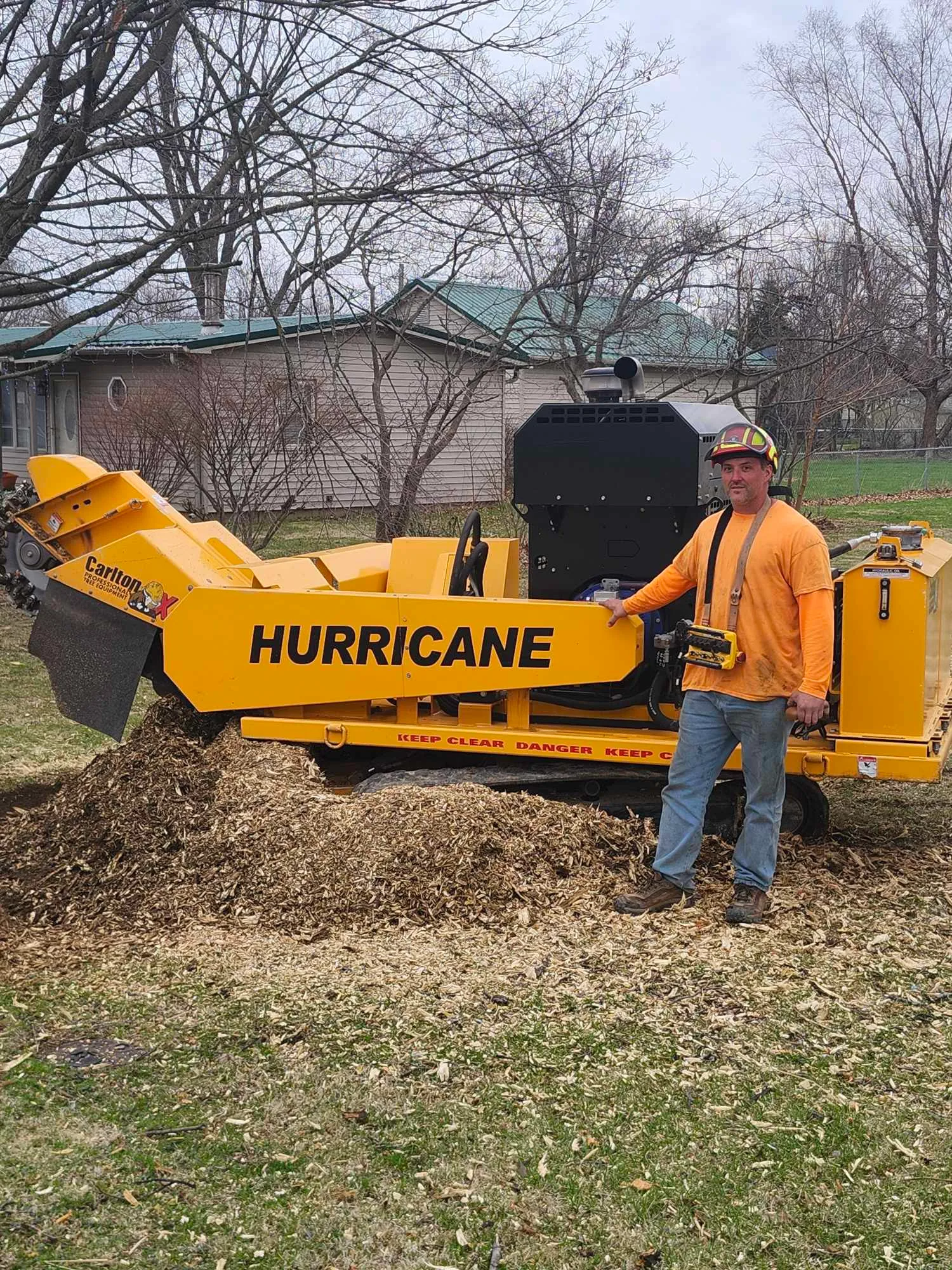 Stone's Stump Removal equipment and completed stump grinding projects in Central Indiana