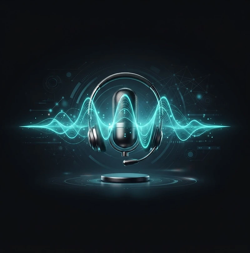 Glowing light rings representing AI voice communication