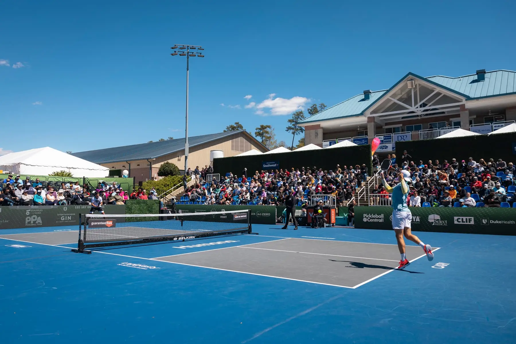 Pro pickleball action at the Veolia Pickleball National Championships in Cary, NC