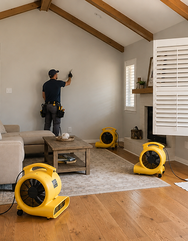 Restoration equipment inside a home