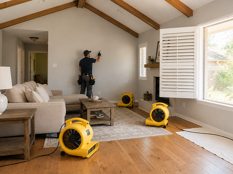 Restoration work inside a home