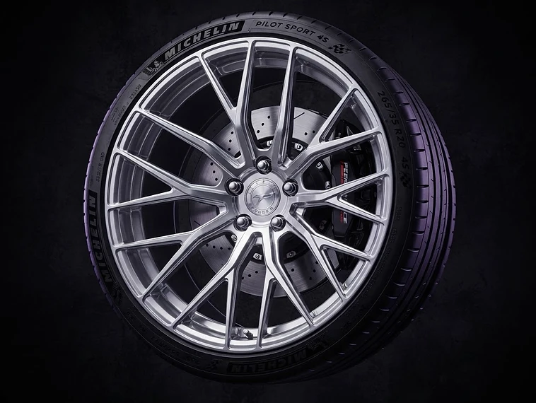 Refurbished alloy wheel close up