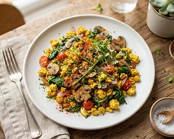 Savory Smoked Tofu And Mushroom Scramble
