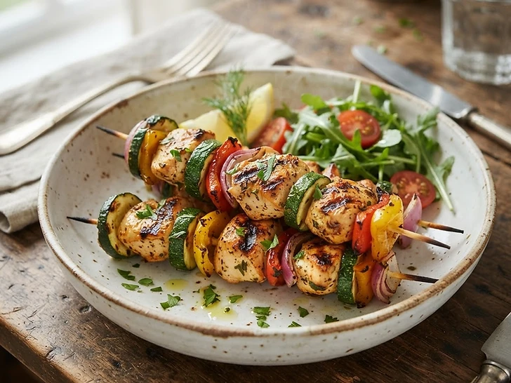 Chicken and Vegetable Skewers with Zucchini