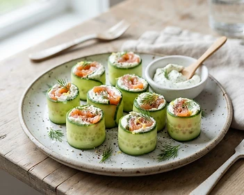 Smoked Salmon and Cream Cheese Cucumber Rolls