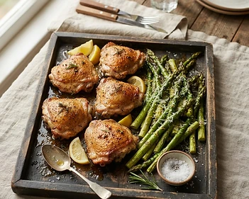 Herb Roasted Chicken Thighs With Asparagus