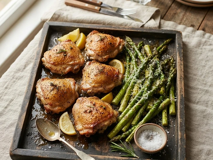 Herb Roasted Chicken Thighs With Asparagus