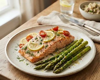 Lemon Herb Baked Salmon with Asparagus