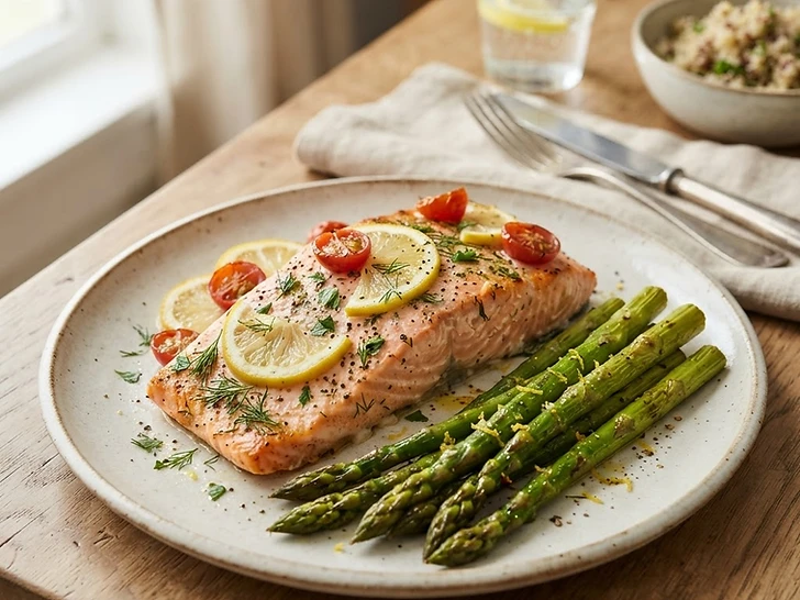 Lemon Herb Baked Salmon with Asparagus