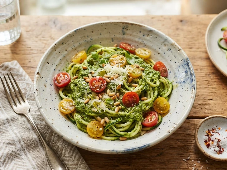 Zucchini Noodle and Pesto Salad