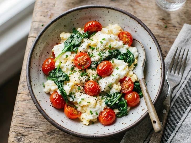 Express Tomato And Spinach Egg White Scramble
