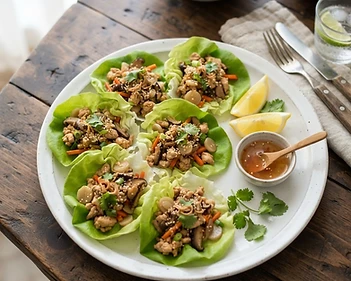 Lemon Garlic Chicken Lettuce Wraps