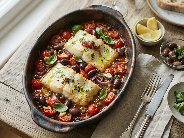 Baked White Fish With Tomato Tapenade