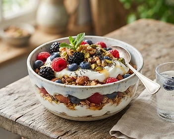 Greek Yogurt Parfait with Berries and Nuts