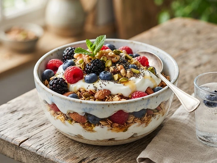 Greek Yogurt Parfait with Berries and Nuts