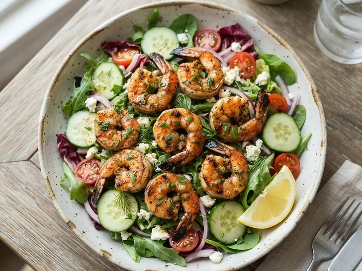 High Protein Grilled Shrimp Salad