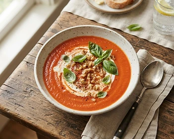 Rustic Roasted Tomato And Basil Bisque