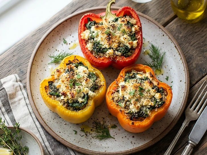 Spinach And Feta Stuffed Peppers