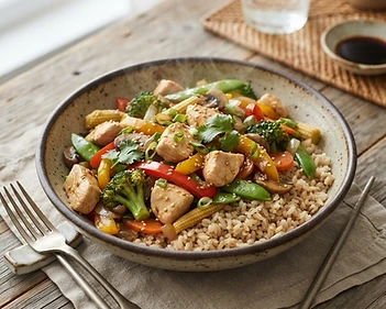 Chicken and Vegetable Stir-Fry with Brown Rice