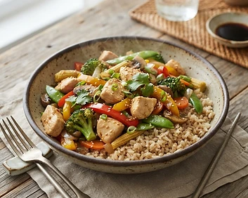 Chicken and Vegetable Stir-Fry with Brown Rice