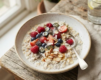 Overnight Oats with Berries and Chia Seeds